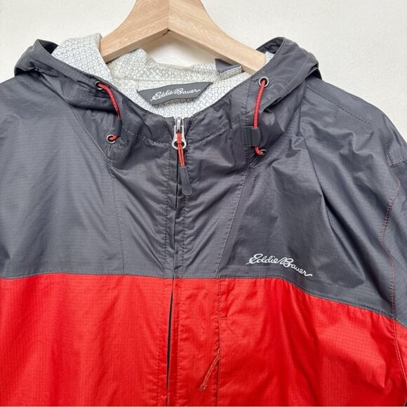 Eddie Bauer Mens Large Two Tone Grey Orange Windbreaker Jacket - Picture 9 of 14